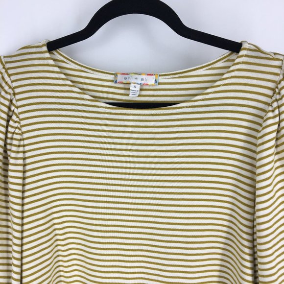 Eri + Ali Anthro Mustard White Striped Blouse - Picture 5 of 14